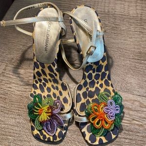 Dolce & Gabbana metallic strappy heels size 5.5